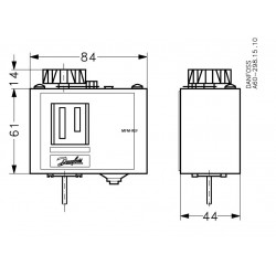 KP63 Danfoss thermostat vapeur longueur 2000mm -50°C/-10°C 060L110766