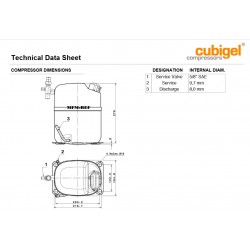 Cubigel MS26FB ACC, Electrolux R404A / R507 LBP compressor 3/4HP 230V