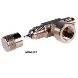 A-31854 Refco Morceau de Schrader valve T 1/4"SAE x 1/4"SAE inw. x 1/4"SAE