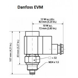 EVM NO Danfoss Pilot valve 40 bar without coil 12W. 027B1132