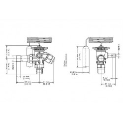 TS2 Danfoss R404A 3/8x1/2  válvula de expansão termostática com passagem permutáveis. 068Z3400