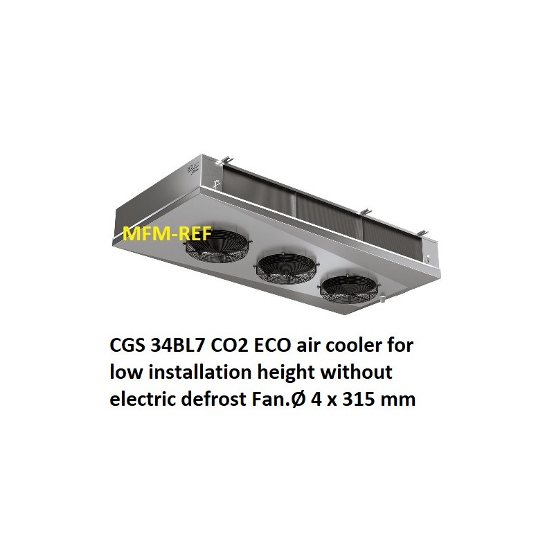 ECO: CGD 34BL7 CO2 air cooler for low installation height Fin spacing: 7 mm