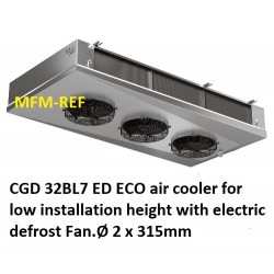 CGD 32BL7 ED CO2 ECO air cooler for low installation height with electric defrost  Fin spacing: 7 mm