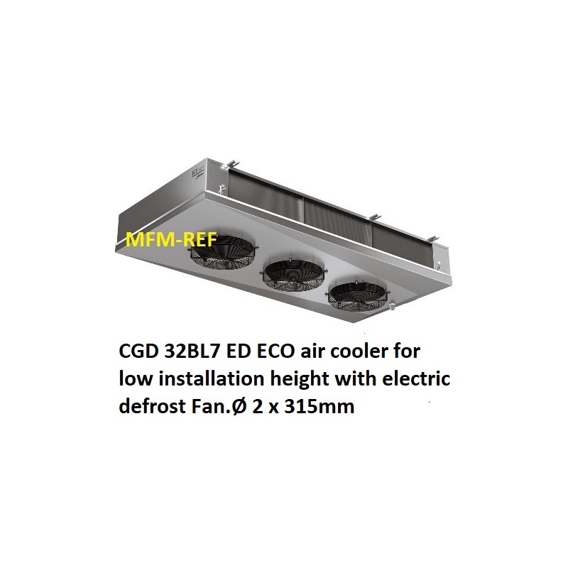 ECO: CGD 32BL7 ED CO2 air cooler for low installation height Fin spacing: 7 mm