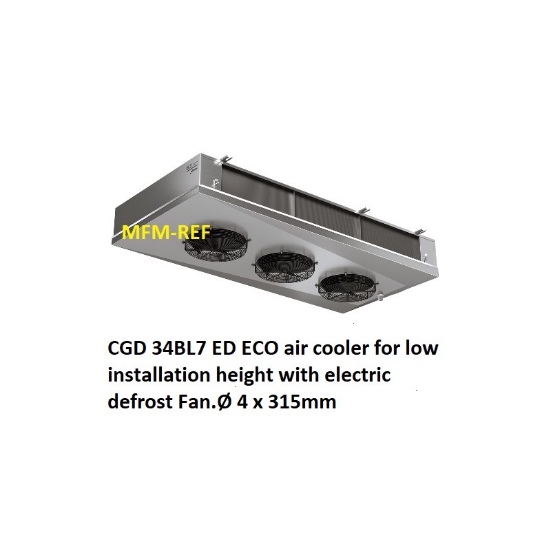 ECO: CGD 33BL7 ED CO2 Luftkühler für niedrigen Bauhöhe Lamellenabstand: 7 mm
