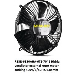 R13R-6330AHA-6T2-7042 Hidria ventilator met externe rotormotor  zuigend 400V/3/50Hz. 630 mm