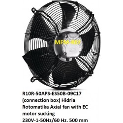 R10R-50APS-ES50B-09C17(connection box) Hidria Rotomatika Axiale ventilator met EC motor zuigend