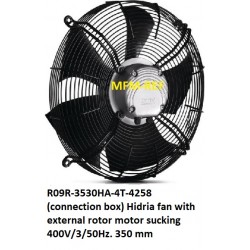 R09R-3530HA-4T-4258 (connection box) Hidria ventilator met externe rotormotor zuigend 400V/3/50Hz. 350 mm