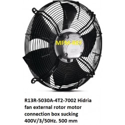 R13R-5030A-4T2-7002 Hidria fan external rotor motor connection box sucking 400V/3/50Hz. 500 mm