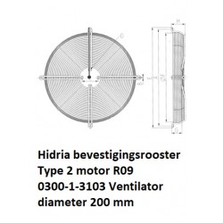 Typ 2 Motor R09 200mm Hidria Montage der Gittermontageplatte