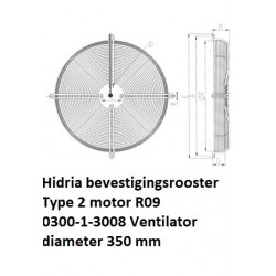 Hidria Typ 2 Motor R09 350mm Hidria Montage der Gittermontageplatte für Axialventilator der Serie R09.  Lüfterdurchmesser 360 mm