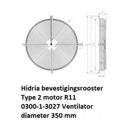 type 2 motor R11 350mm Hidria bevestiging rooster plaat bevestiging