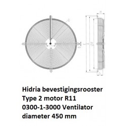 type 2 motor R11 450mm Hidria bevestiging rooster plaat bevestiging