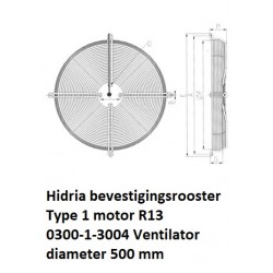 type1 motor R13 500mm Hidria bevestiging rooster plaat bevestiging