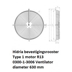 type1 motor R13 630mm Hidria bevestiging rooster plaat bevestiging