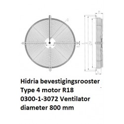 type 4 motor Hidria R18 800mm bevestigingsrooster rand bevestiging