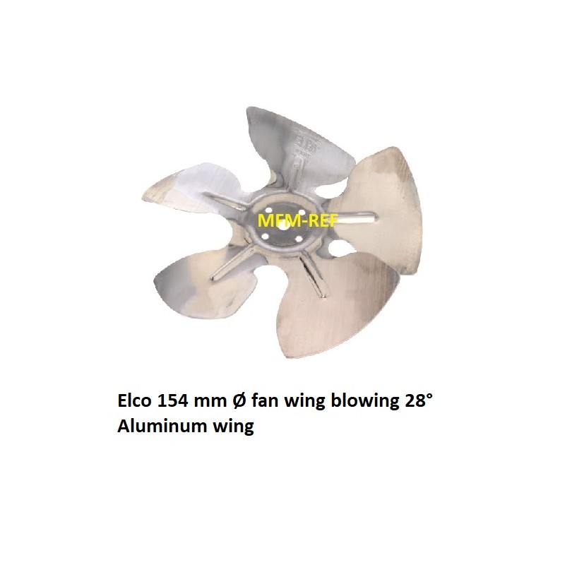 154mm Elco ventilatorvleugel 28° blazend, zuigt aan over motor