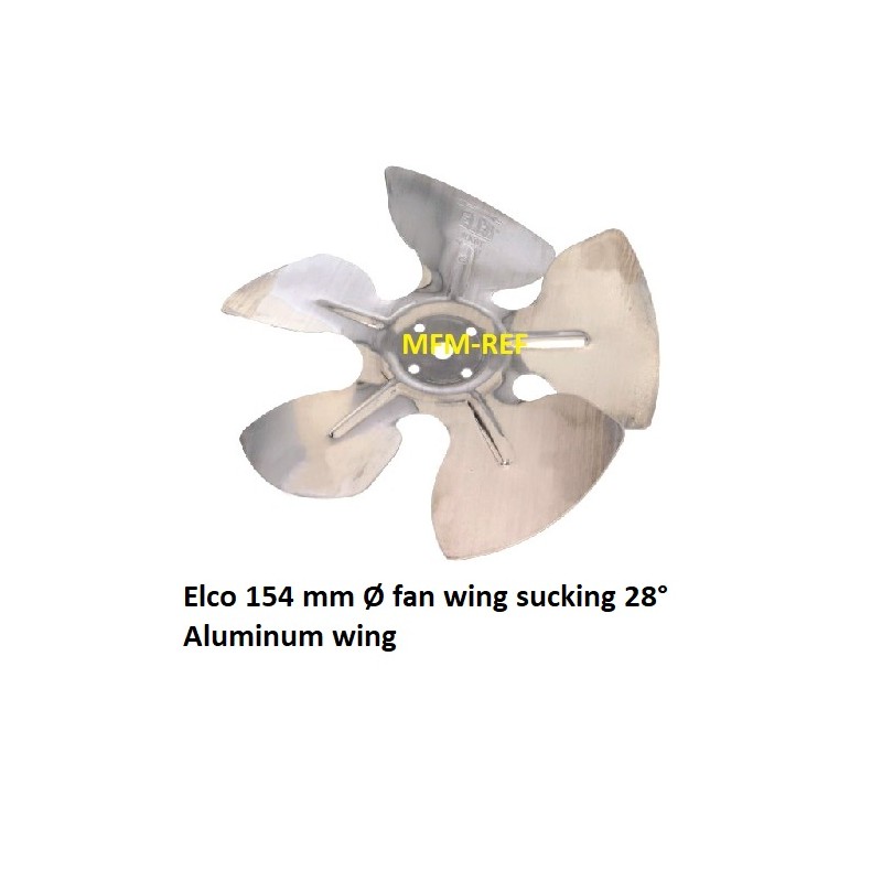 154 mm Elco ventilator vleugel zuigend  ( over motor blazend ) 28° universeel