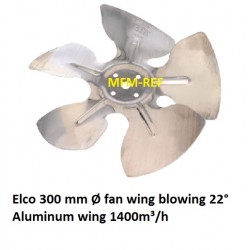 Elco 300mm Ø ventilator vleugel 22° blazend 1400m³/h zuigt aan over motor