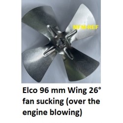 96mm Elco ventilator vleugel zuigend  ( over motor blazend ) 26° universeel