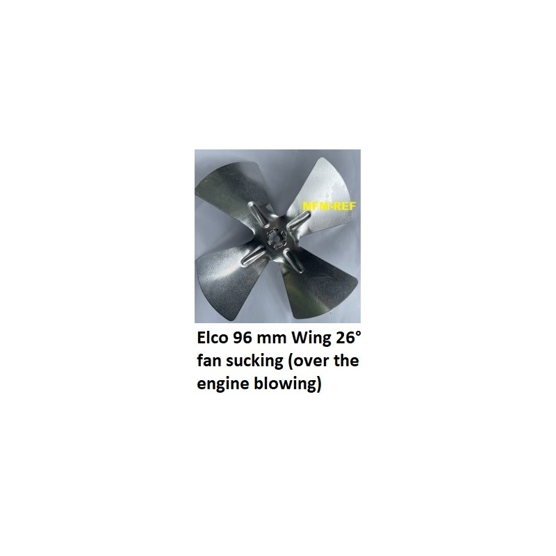 96mm Elco ventilator vleugel zuigend  ( over motor blazend ) 26° universeel