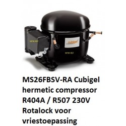 MS26FB Cubigel R404A / R507 LBP compresor hermetic 3/4HP 230V