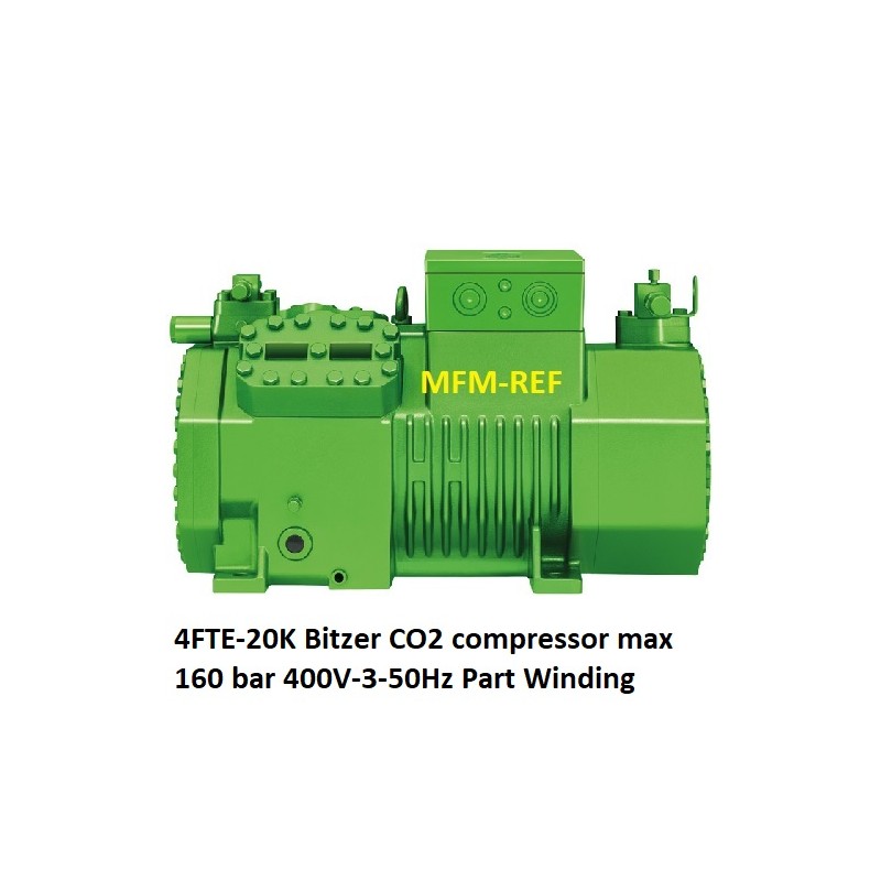 4FTE-20K Bitzer CO2 compressore max 160 bar  400V-3-50Hz (Part-winding 40P).