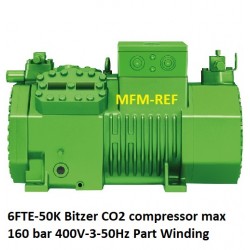 6FTE-50K Bitzer CO2 compressor voor koelen max 160 bar 400V-3-50Hz (Part-winding 40P).