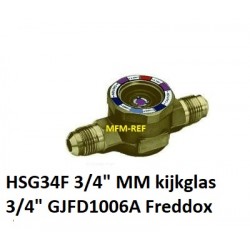 HSG34F 3/4" MM Freddox kijkglas met vochtindicator 3/4" uitw.Flare