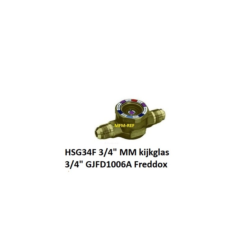 HSG34F 3/4" MM Freddox kijkglas met vochtindicator 3/4" uitw.Flare