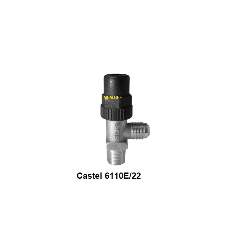Válvula de depósito Castel 6110E/22 acodada CO2 130bar 1/4"