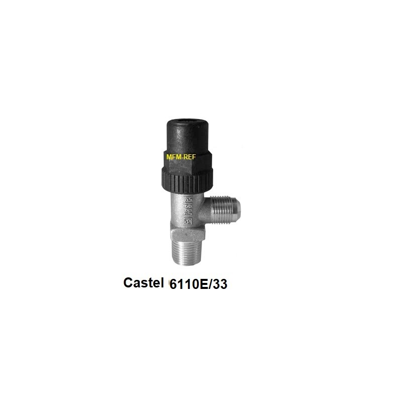 Válvula de depósito Castel 6110E/33 acodada CO2 130bar 3/8"