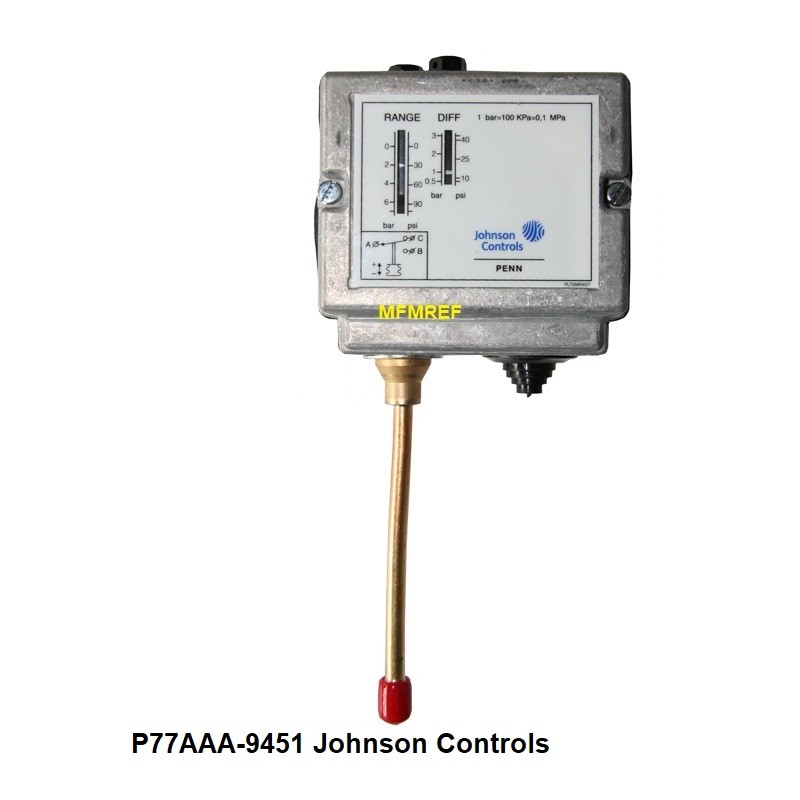 P77AAA-9451 Johnson Controls presostato presión alta 3,5 / 21 bar