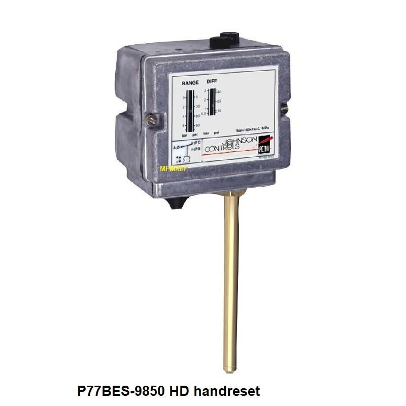 P77BES-9850 Johnson Controls interruptores alta pressão Reinicialização manual por dentro