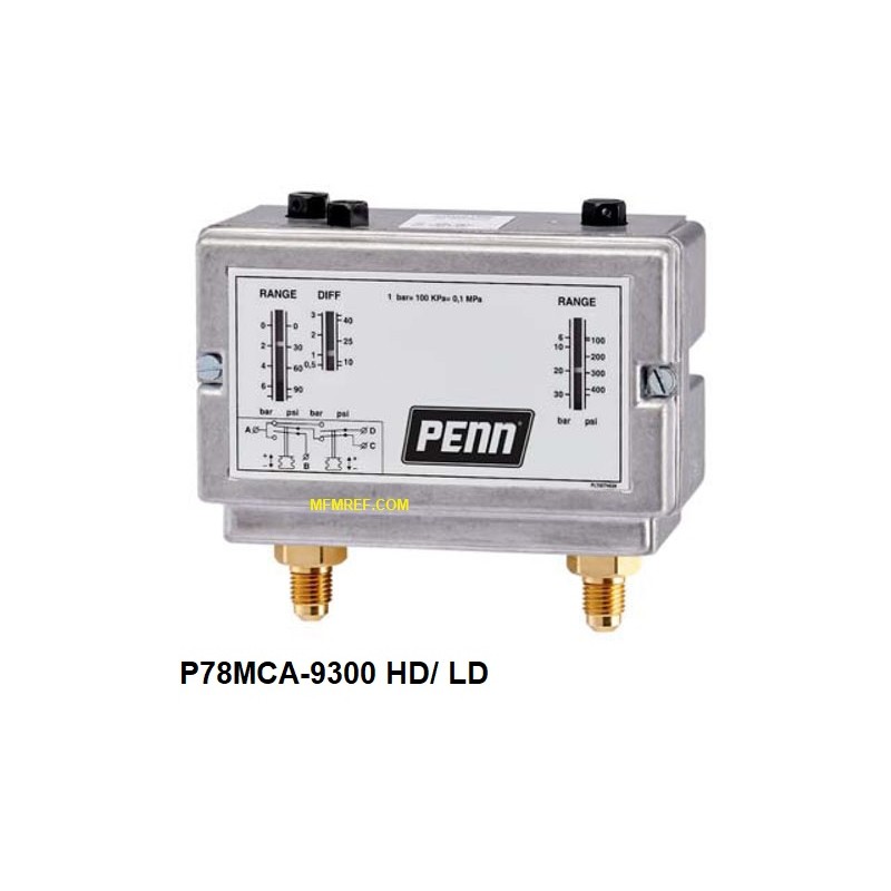 P78MCA-9300 Johnson Controls  combinato di interruttori a bassa-alta pressione
