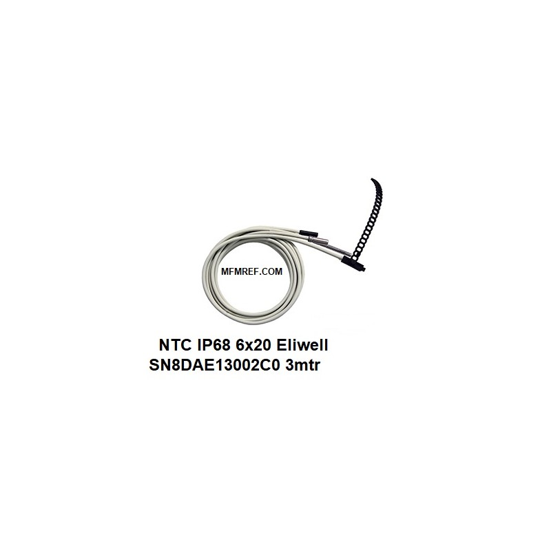 NTC IP68 6 x 20 Eliwell sensor de temperatura -50°C /+110°C 3mtr