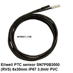 Sensor PTC Eliwell inoxidável 6x30mm IP67/segmento 3, 0m preto de PVC