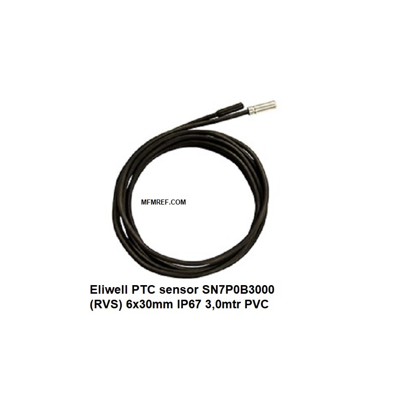 Eliwell PTC sensor (RVS) 6x30mm IP67/ draad 3,0m (PVC zwart)