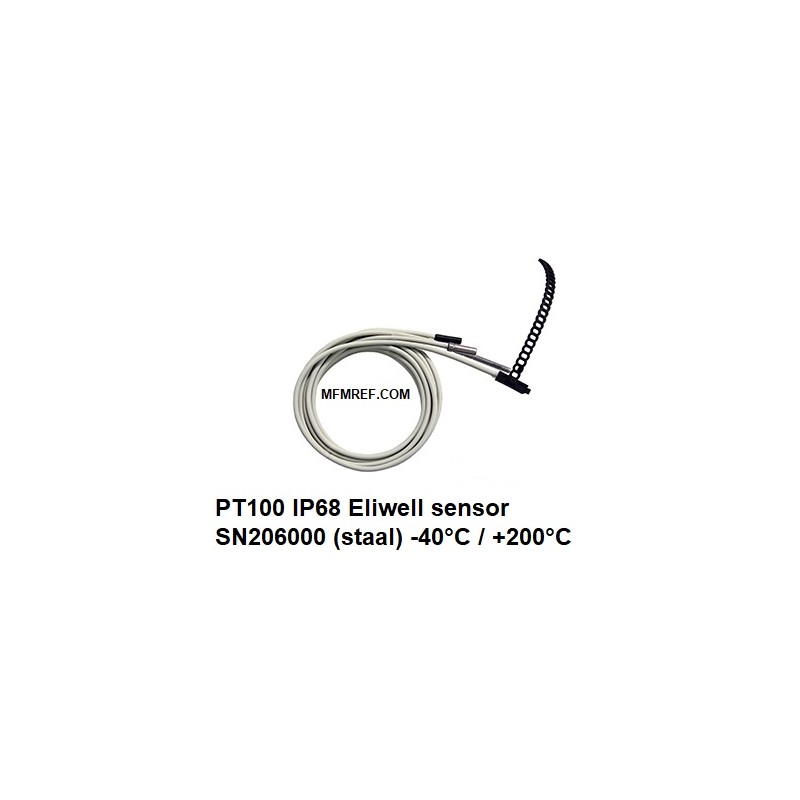 PT100 Eliwell sensor de temperatura (aço) -40/ +200°C silicone, cinza