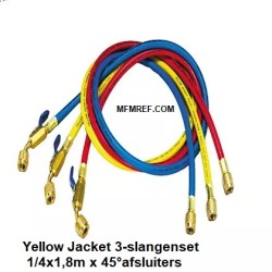 Yellow Jacket medidor Juego de 3 mangueras 1/4x1,8mx45° válvulas