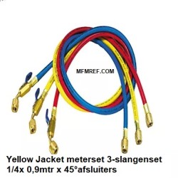 Yellow Jacket  compteur Set de 3 tuyaux 1/4x 0,9mtr x 45° soupapes