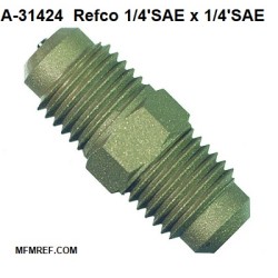 A-31424 Refco schraderventiel 1/4" SAE x 1/4" SAE met ventiel e kapje.