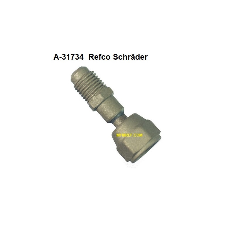 A-31734 Refco válvula Schrader 1/4"SAE com porca de capa solta