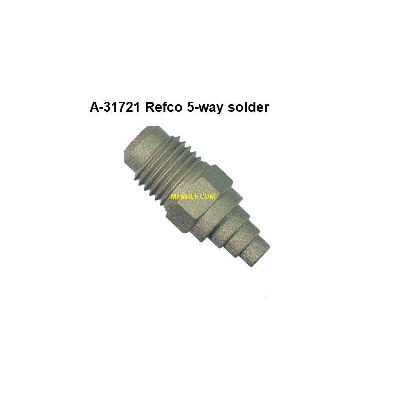 A-31721 Schräder valves for pipe 1/8, 1/4, 5/16, 3/8, 1/2 5-way solder