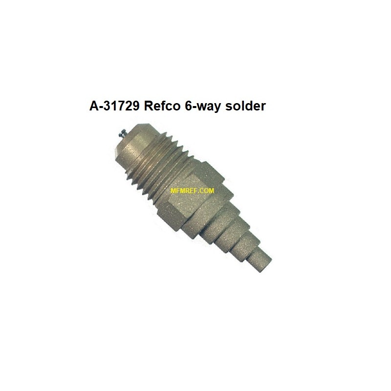 Refco A-31729 Schräder valves for pipe 3/16 t/m 1/2 Ø 6-way solder