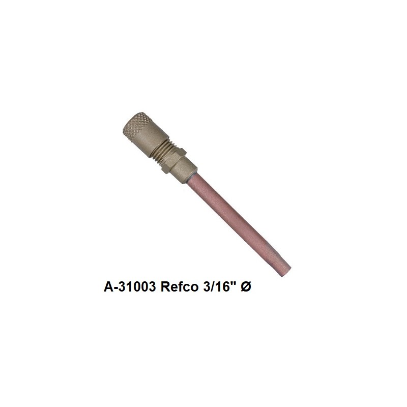A-31003 Refco válvula Schrader 3/16" Ø Schräder tubo x cobre