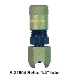 A-31904 Refco schraderventiel soldeer  voor pijp 1/4" uitwendig.