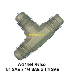 A-31444 T-stuk Schrader valves  1/4 SAE x 1/4 SAE x 1/4 SAE