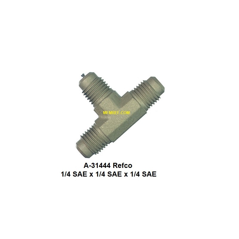 A-31444 T-stuk schraderventiel 1/4 SAE x 1/4 SAE x 1/4 SAE Refco