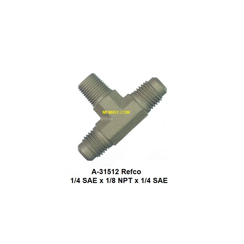 A-31512 Refco Tee válvula Schrader 1/4 SAE x 1/8 NPT x 1/4 SAE